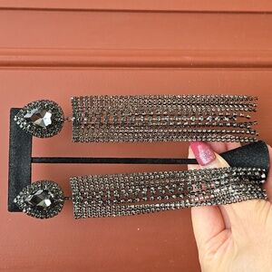 Elegant Black Rhinestone Dangle Earrings